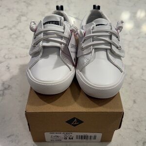 New Sperry Toddler Girl White Sneakers 8M